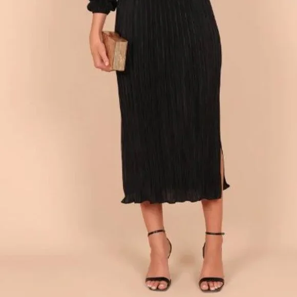 Petal & Pup One Shoulder Pleated Midi Dress - Black - X-Small - Picture 4 of 10